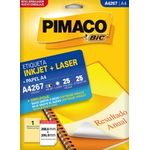 etiqueta inkjet/laser a4 267 288,5x200 25 unidades pimaco