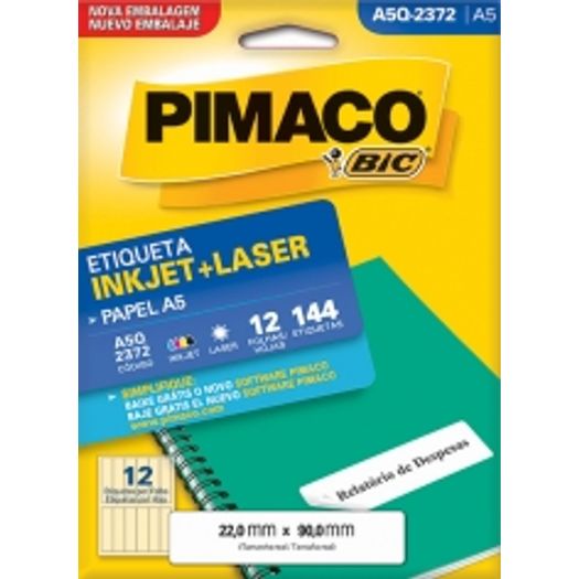 etiqueta inkjet/laser a5 q2372 22x90 144 unidades pimaco etiqueta inkjet/laser a5 q2372 22x90 144 unidades pimaco