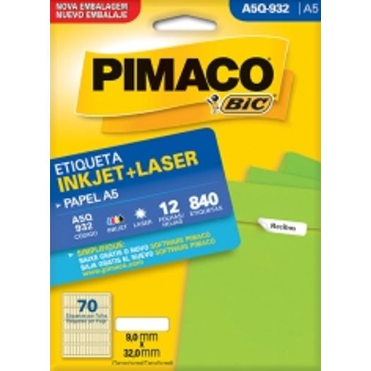 etiqueta inkjet/laser a5 q932 09x32 840 unidades pimaco etiqueta inkjet/laser a5 q932 09x32 840 unidades pimaco