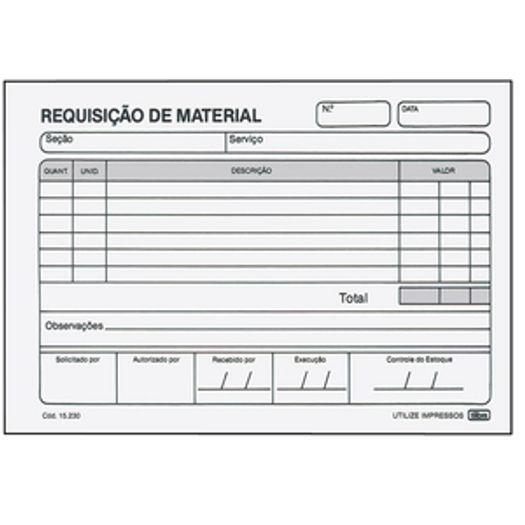 bloco requisição material simples 50 folhas bloco requisição material simples 50 folhas
