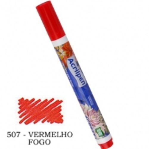 caneta para tecidos vermelho fogo acrilpen 507 acrilex