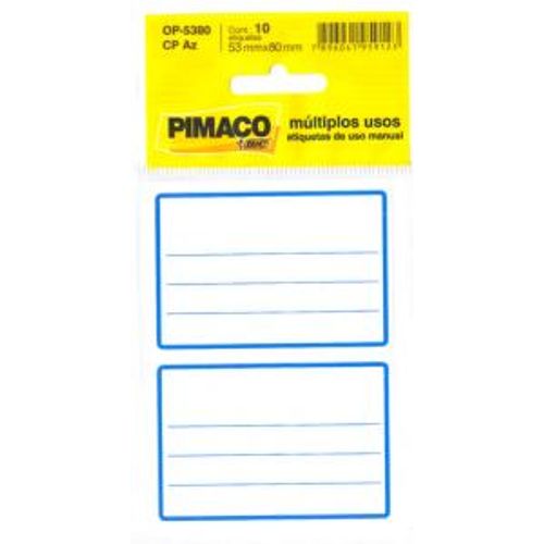 etiqueta op 5380 10un tarja azul com pauta pimaco blister
