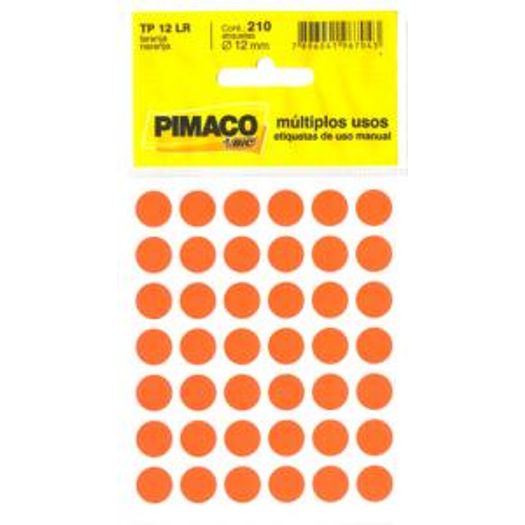 Etiqueta Tp 12 Redonda 210un Laranja Pimaco Blister Etiqueta Tp 12 Redonda 210un Laranja Pimaco Blister