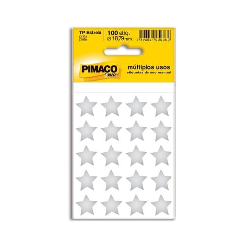 etiqueta tp 100un estrela prata pimaco