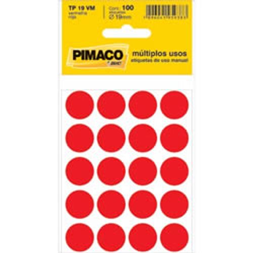 etiqueta tp 19 redonda 200un vermelha pimaco