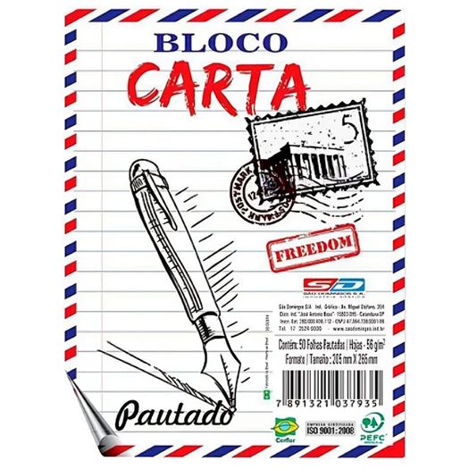 bloco carta com pauta 50 folhas bloco carta com pauta 50 folhas