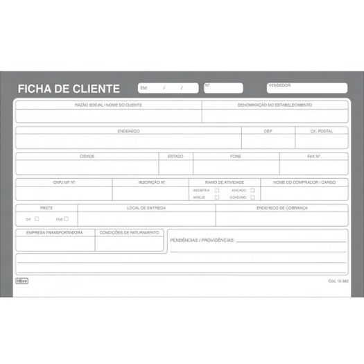 ficha de cliente 5x8 100 folhas