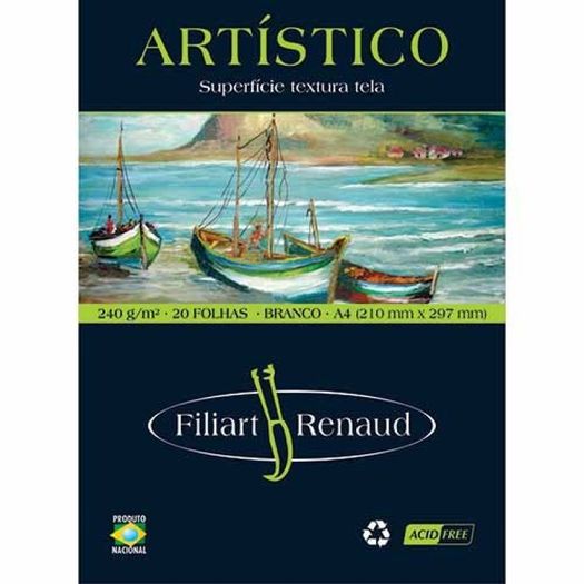 bloco artístico filiart renaud a4 240g branco bloco artístico filiart renaud a4 240g branco