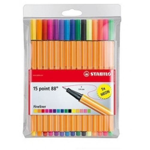 caneta hidrográfica 0,4mm stabilo neon 8815/1 15un 1188602 sertic s/l