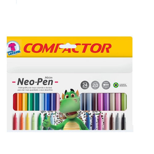 caneta hidrográfica 24 cores neo pen mirim compactor