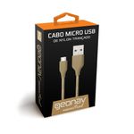 cabo micro usb nylon gold 1 mt essential - geonav cabo micro usb nylon gold 1 mt essential - geonav