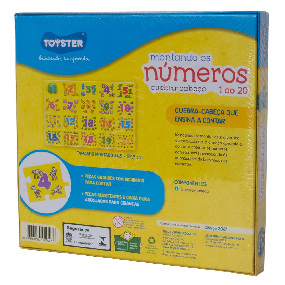 Quebra Cabeca 20 Pecas Grandes Montando Os Numeros 2047 Toyster