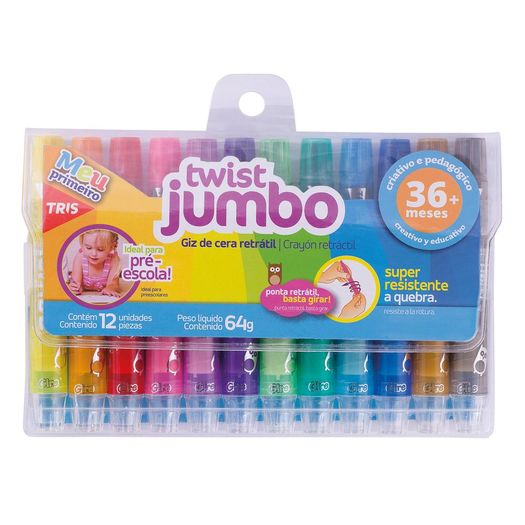giz de cera retratil twist jumbo 12 cores giz de cera retratil twist jumbo 12 cores