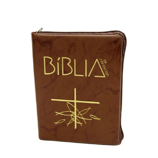 Biblia De Aparecida Bolso - Ziper Flexivel Marrom - Santuario