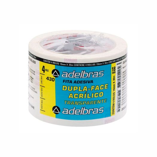 fita-dupla-face-pp-acrilico-18mmx30m-4-unidades-adelbras fita-dupla-face-pp-acrilico-18mmx30m-4-unidades-adelbras