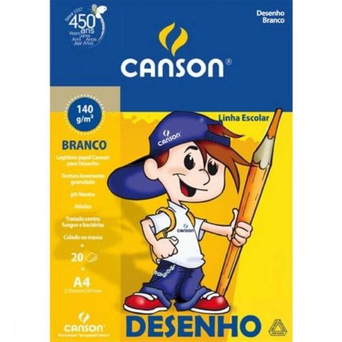 bloco desenho a4 20f 140g branco canson