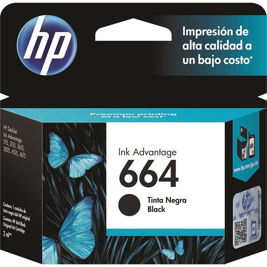 cartucho hp 664 (f6v29ab) preto - 2ml cartucho hp 664 (f6v29ab) preto - 2ml