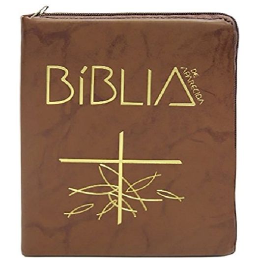 Biblia De Aparecida Media - Ziper Flexivel Marrom - Santuario