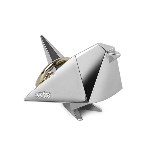 porta-anel-origami-passaro-prata