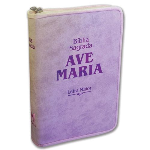 bíblia sagrada ave maria - letra maior - rosa zíper