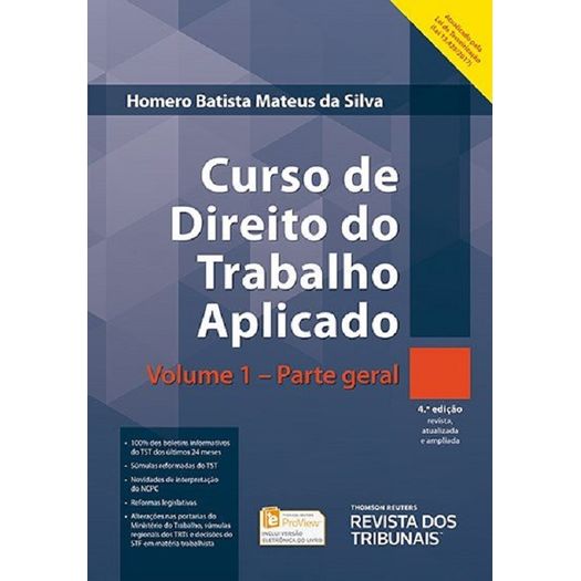 curso de direito do trabalho aplicado 1 - parte geral curso de direito do trabalho aplicado 1 - parte geral