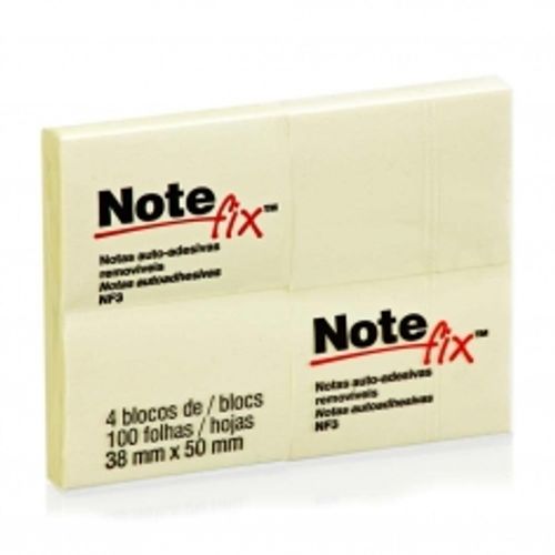bloco note fix nf3 100 folhas 38x50mm 4 unidades amarelo 3m