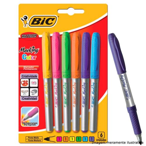 caneta-marcador-permanente-marking-color-6-cores-1.1mm-891633-bic-blister