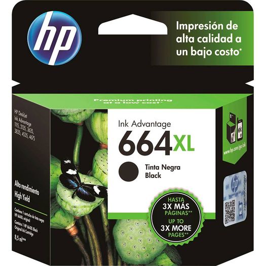 cartucho hp 664xl (f6v31ab) preto - 8,5ml cartucho hp 664xl (f6v31ab) preto - 8,5ml