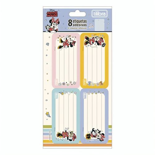 etiqueta escolar com 8 unidades minnie