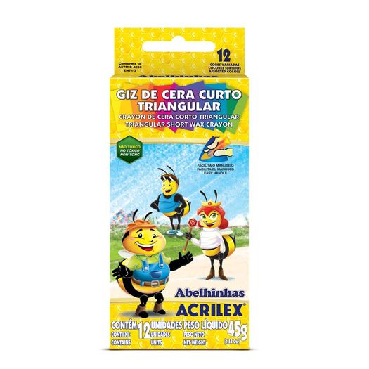 giz de cera curto triangular 12 cores giz de cera curto triangular 12 cores