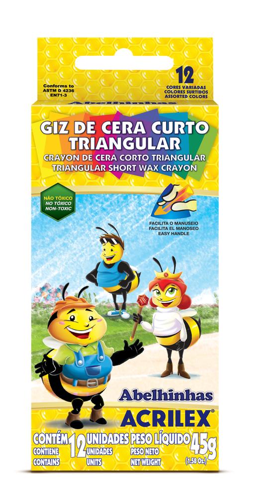 Giz de Cera Curto Triangular 12 Cores