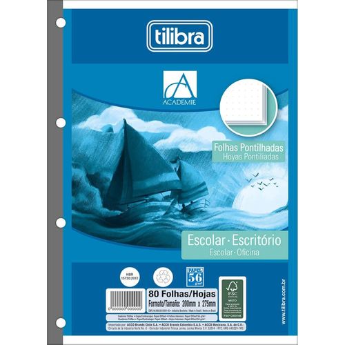 bloco fichario 80f universitário pontilhado 294977 tilibra