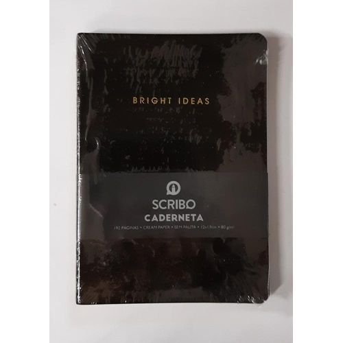 caderneta de anotações m scribo brilho preto 192f sem pauta capa flex 12x17cm