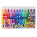 giz de cera 12 cores mega gel color retrátil giz de cera 12 cores mega gel color retrátil