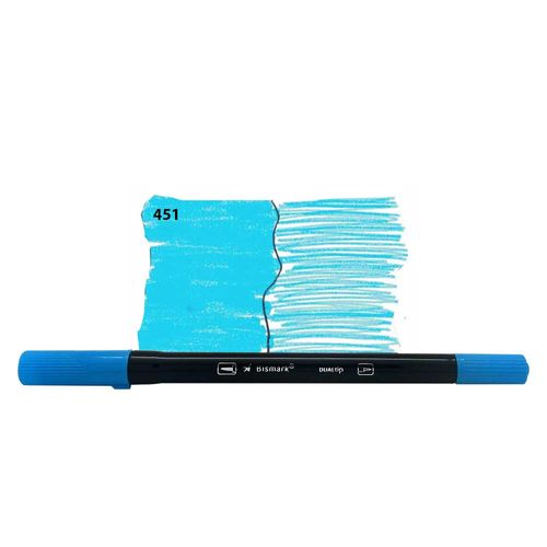 caneta bismark dualtip 2 pontas 0.4/pincel azul claro 451-pk0100c yes avulso