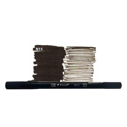 caneta bismark dualtip 2 pontas 0.4/pincel preto n15-pk0100c yes avulso