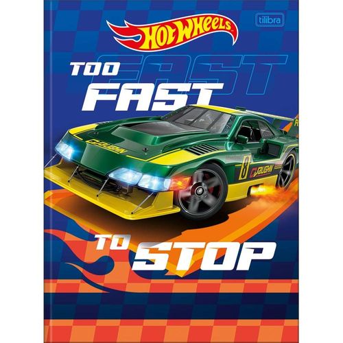 caderno brochurao 80 folhas capa dura hot wheels