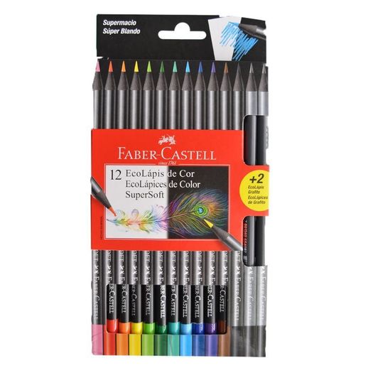 lápis de cor 12 cores supersoft ecolápis 120712soft + brinde faber-castell lápis de cor 12 cores supersoft ecolápis 120712soft + brinde faber-castell