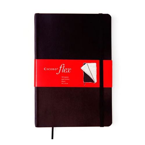 caderno de anotações clássica flex preto pautado