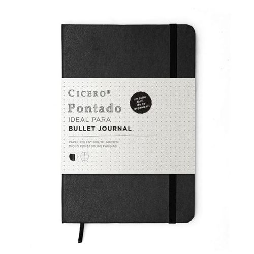 caderno de anotações clássico preto pontado 6736 cicero