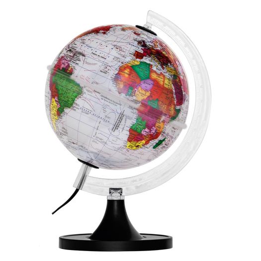 globo terrestre aquarela branco 21cm com led globo terrestre aquarela branco 21cm com led