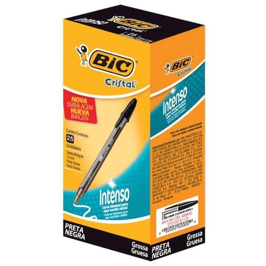 caneta esf pt cristal bold 1.6mm ponta grossa 25un 884639 bic