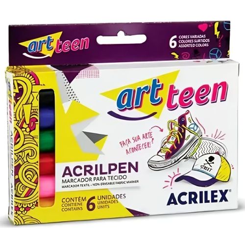 caneta para tecidos 6 cores