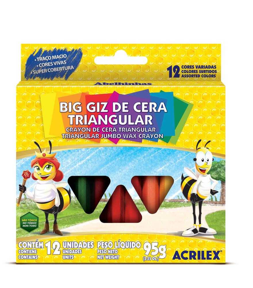 Gizão de Cera Triangular 12 Cores