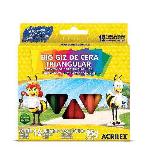 Gizão De Cera Triangular 12 Cores