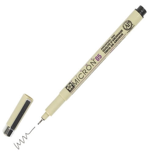 caneta nankin 0,5mm pigma micron preta