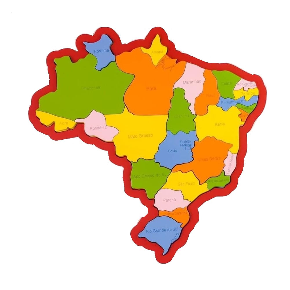 Quebra-cabeça Mapa do Brasil - Regiões, Estados e Capitais em Madeira New -  306
