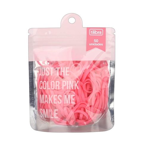 elástico com 50 unidades rosa aqua color bag