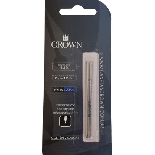 carga caneta esferográfica mini preta/azul 2 unidades ca16005n crown blister carga caneta esferográfica mini preta/azul 2 unidades ca16005n crown blister