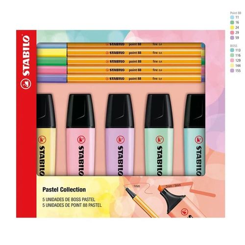 stabilo canetas + marca textos cores pastel